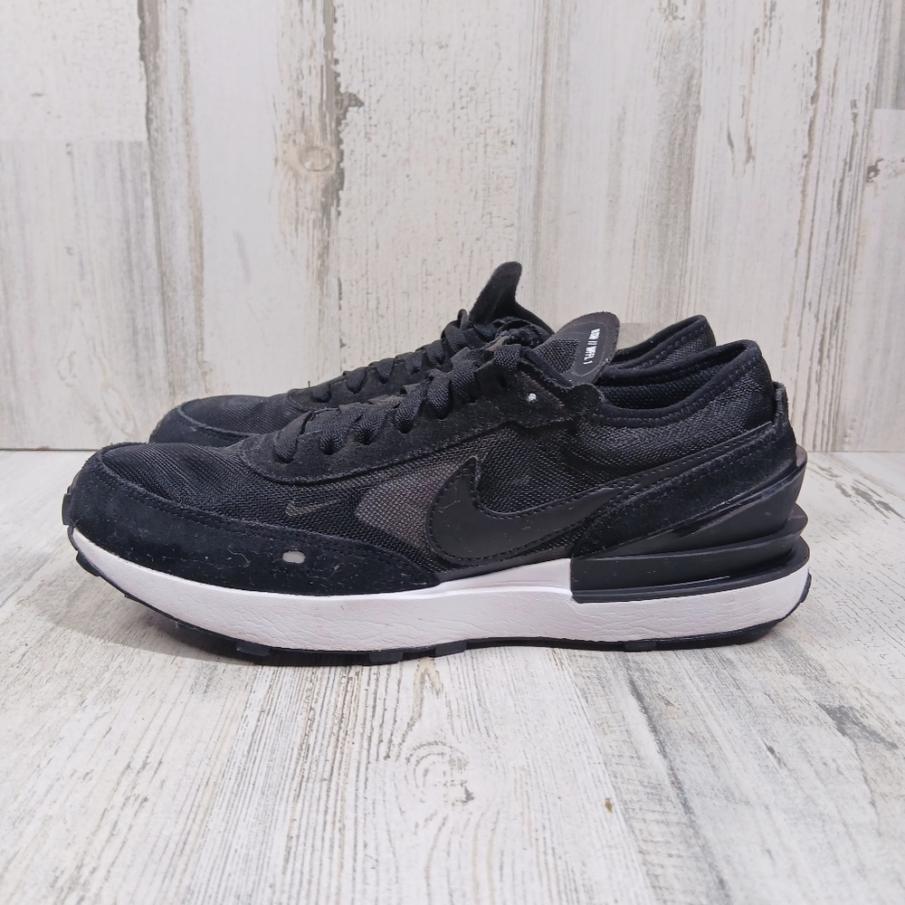 Nike Sneakers Youth 6.5Y Waffle One Black Mesh Suede Running Athletic Swoosh